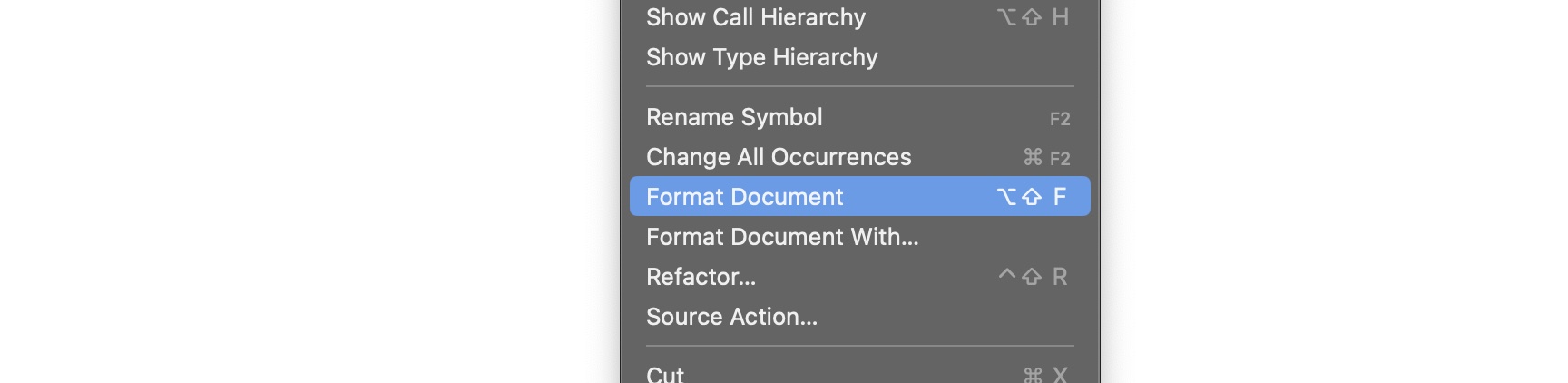 Format Document in VS Code